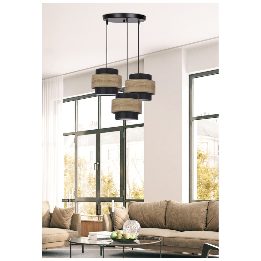 Chandelier on a string TWIN 3xE27/40W/230V brown/black
