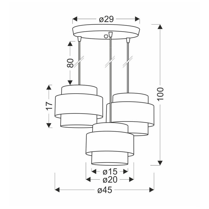 Chandelier on a string TWIN 3xE27/40W/230V brown/black