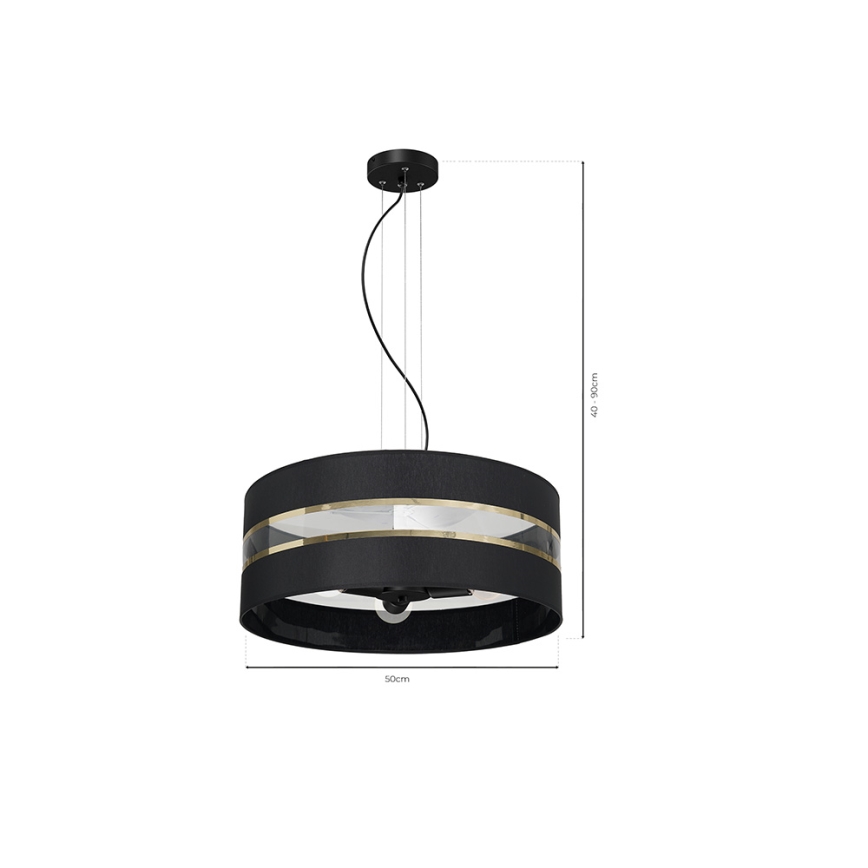 Chandelier on a string ULTIMO 3xE27/60W/230V black