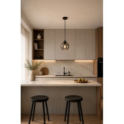 Chandelier on a string UNO 1xE27/60W/230V black/smoky