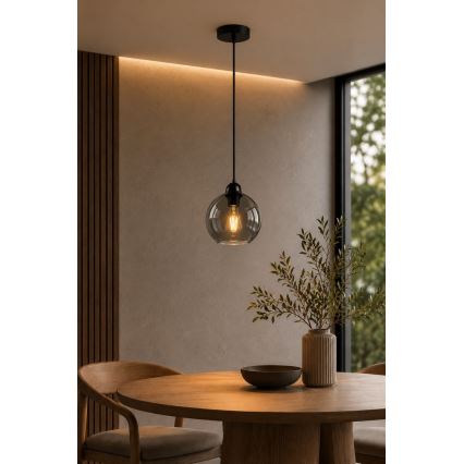 Chandelier on a string UNO 1xE27/60W/230V black/smoky
