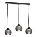Chandelier on a string UNO WOOD 3xE27/60W/230V black/brown