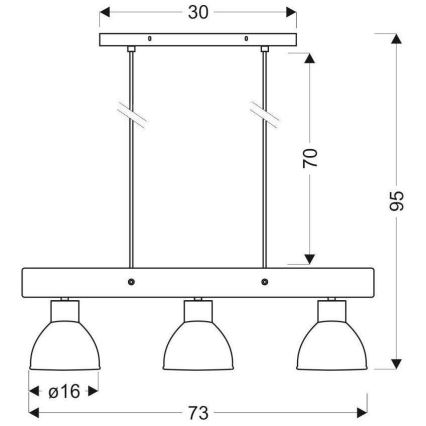 Chandelier on a string VARIO 3xE27/60W/230V Birch