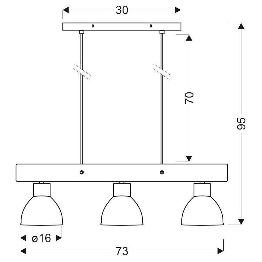 Chandelier on a string VARIO 3xE27/60W/230V Birch