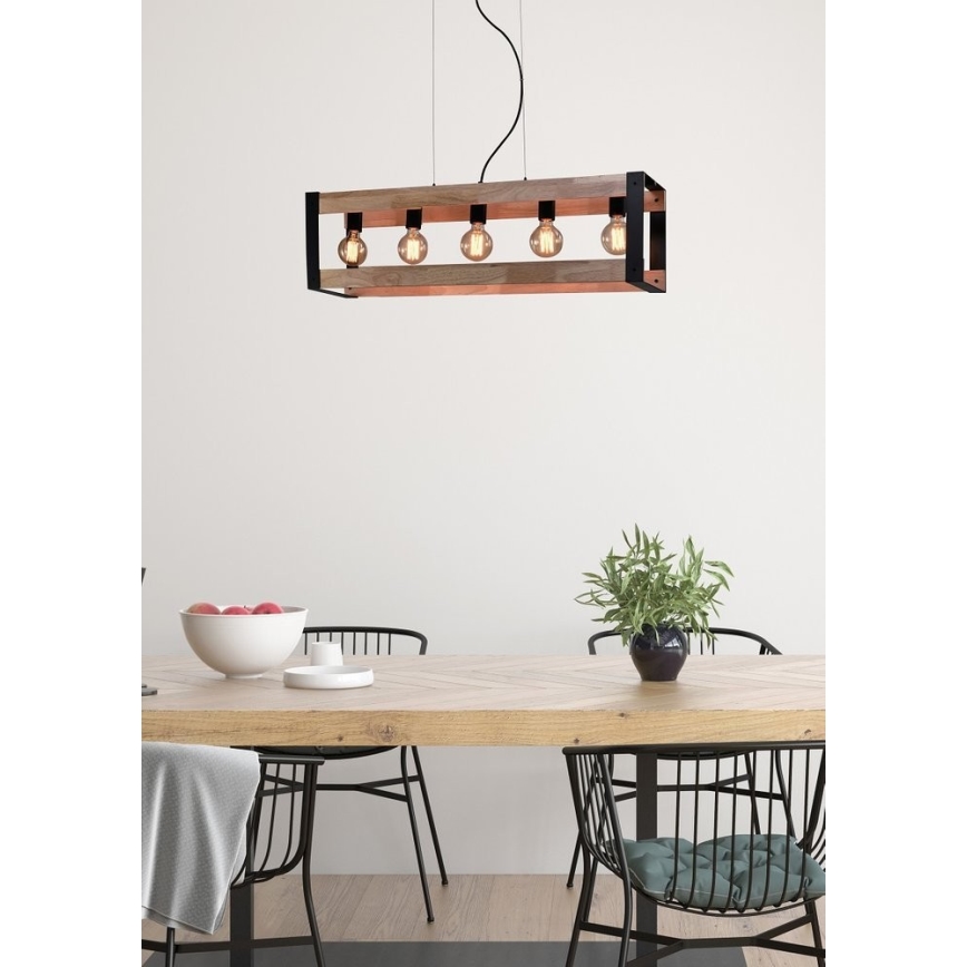 Chandelier on a string VARNA 5xE27/40W/230V oak