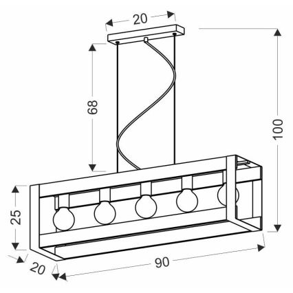 Chandelier on a string VARNA 5xE27/40W/230V oak