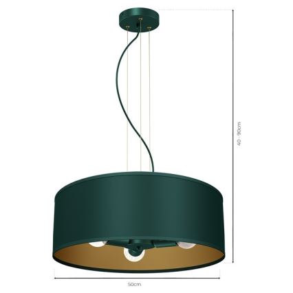 Chandelier on a string VERDE 3xE27/60W/230V green