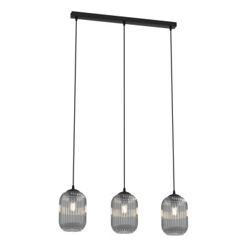 Chandelier on a string VERDI 3xE27/15W/230V black/grey