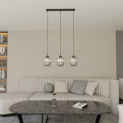 Chandelier on a string VERDI 3xE27/15W/230V black/grey