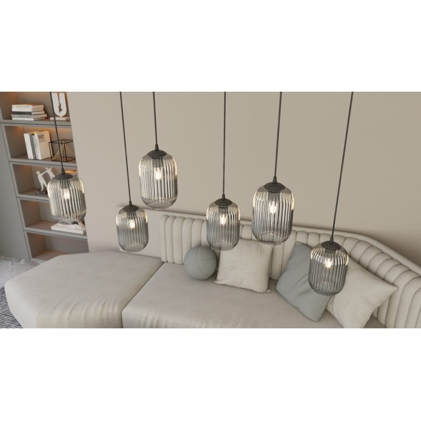 Chandelier on a string VERDI 3xE27/15W/230V black/grey