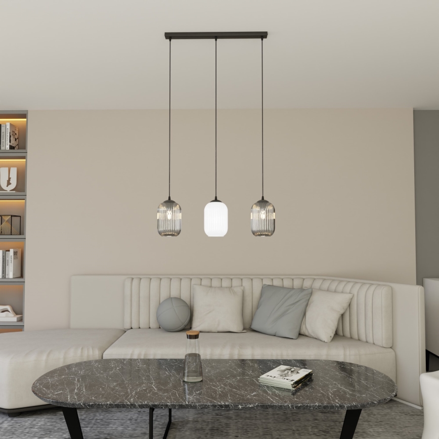 Chandelier on a string VERDI 3xE27/15W/230V black/grey/white