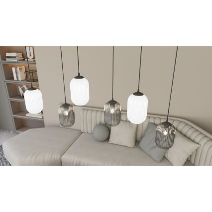 Chandelier on a string VERDI 3xE27/15W/230V black/grey/white
