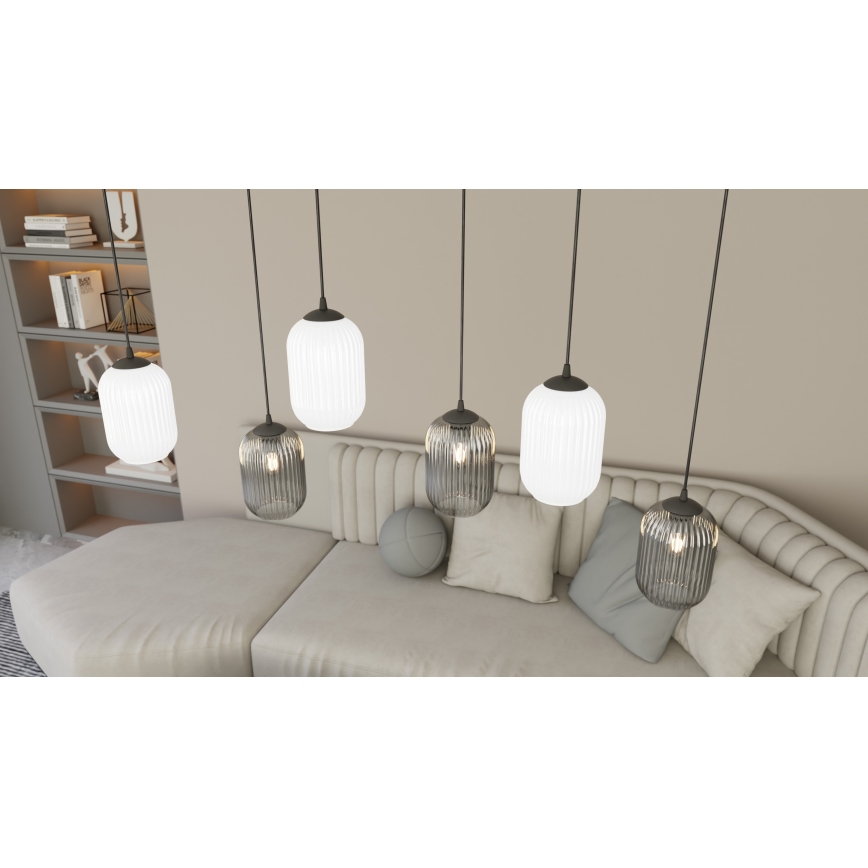 Chandelier on a string VERDI 3xE27/15W/230V black/grey/white