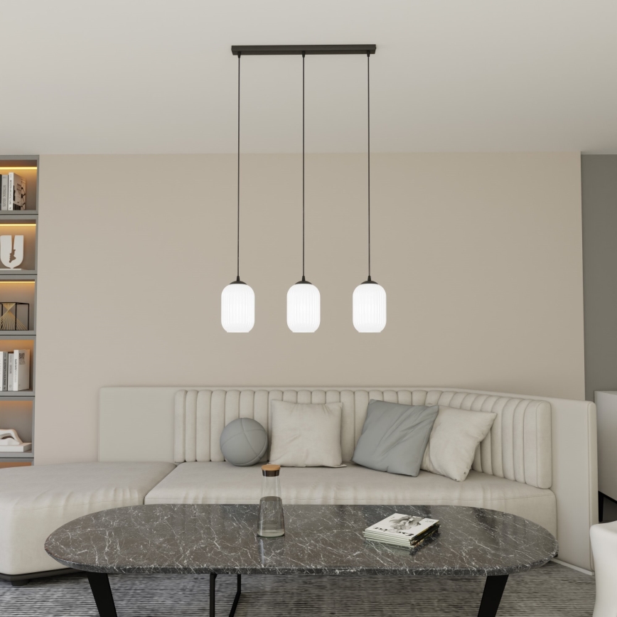 Chandelier on a string VERDI 3xE27/15W/230V black/white