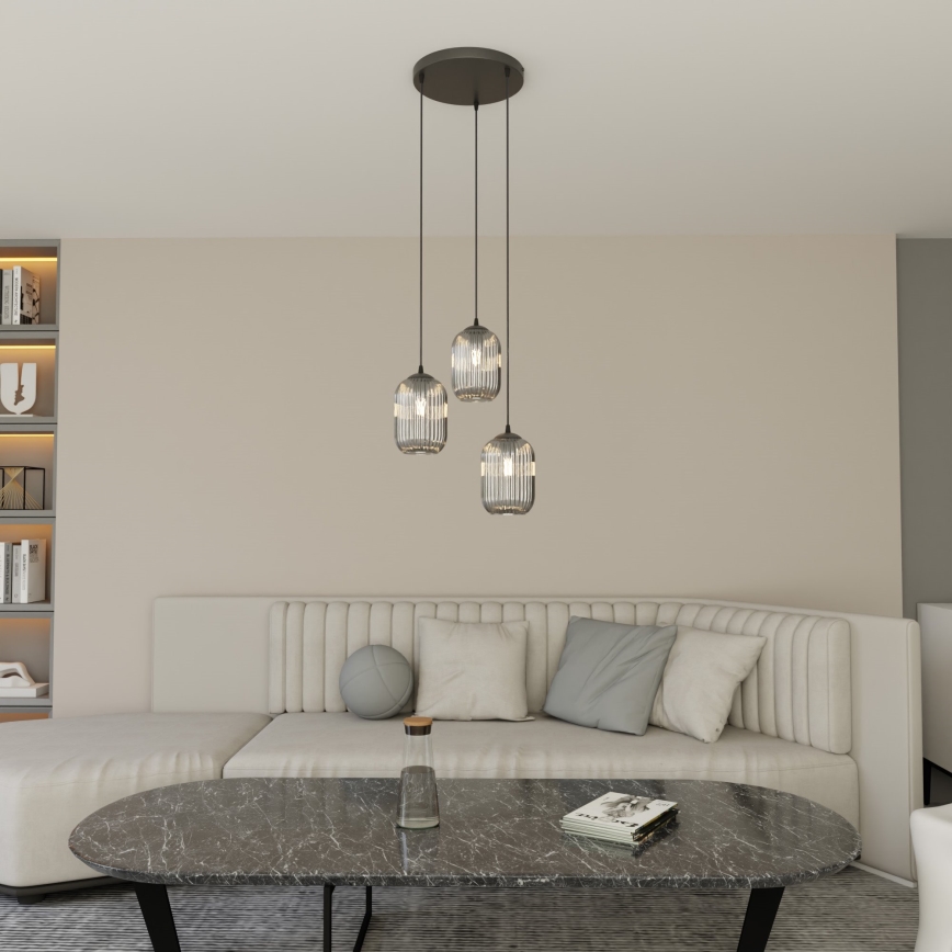 Chandelier on a string VERDI 3xE27/15W/230V d. 30 cm black/grey