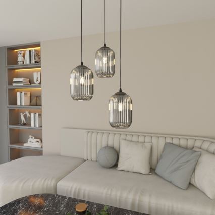 Chandelier on a string VERDI 3xE27/15W/230V d. 30 cm black/grey