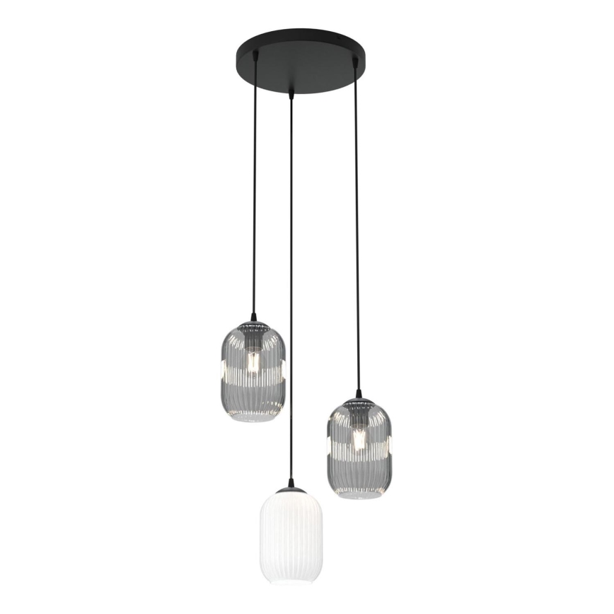 Chandelier on a string VERDI 3xE27/15W/230V d. 30 cm black/grey/white