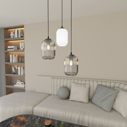 Chandelier on a string VERDI 3xE27/15W/230V d. 30 cm black/grey/white