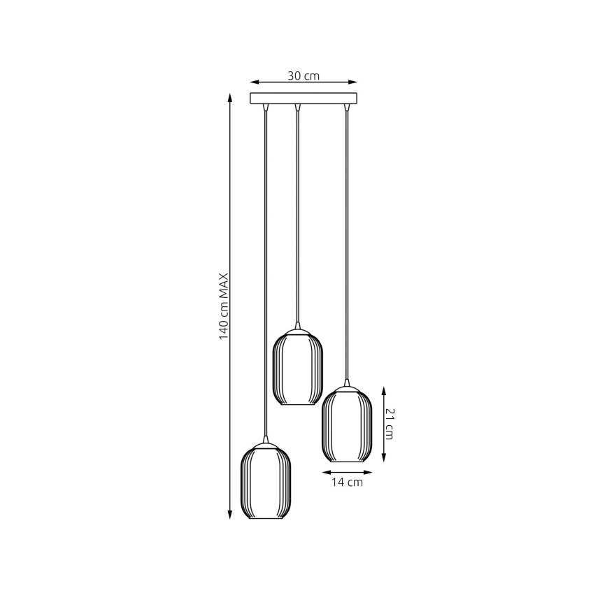 Chandelier on a string VERDI 3xE27/15W/230V d. 30 cm black/grey/white