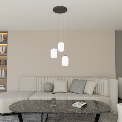Chandelier on a string VERDI 3xE27/15W/230V d. 30 cm black/white