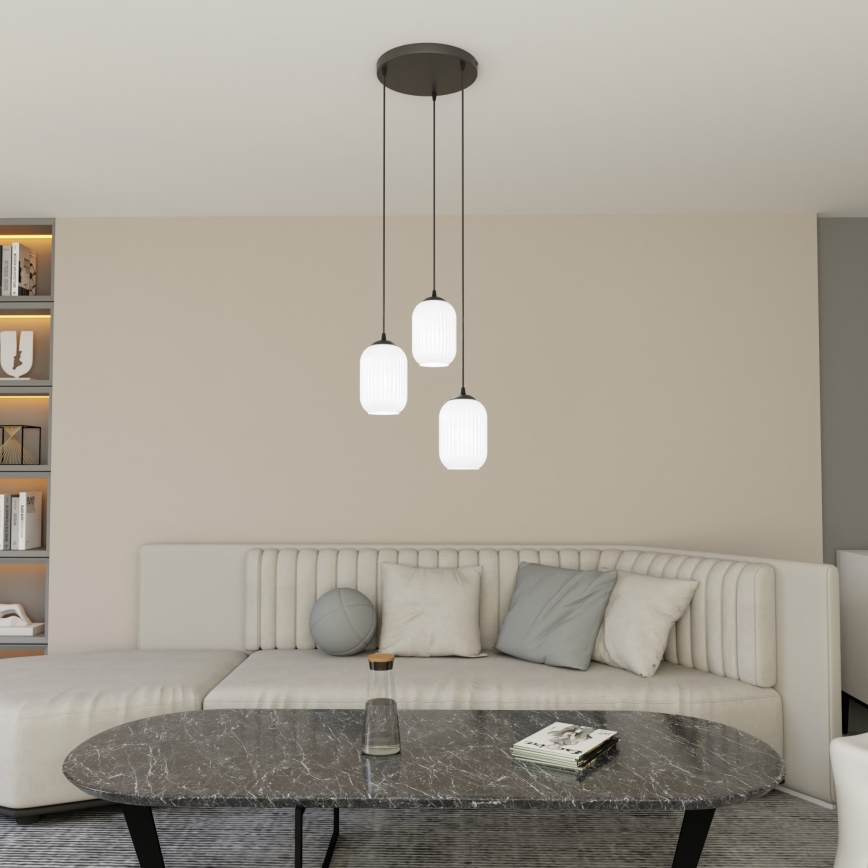 Chandelier on a string VERDI 3xE27/15W/230V d. 30 cm black/white