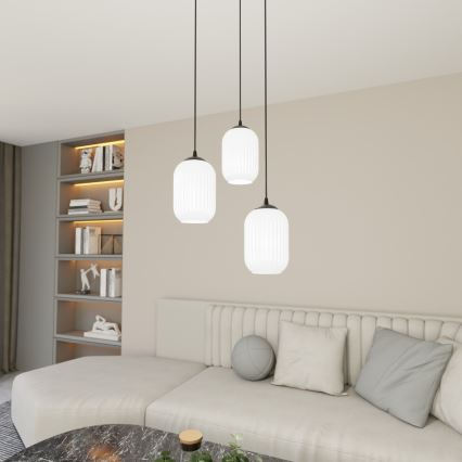 Chandelier on a string VERDI 3xE27/15W/230V d. 30 cm black/white