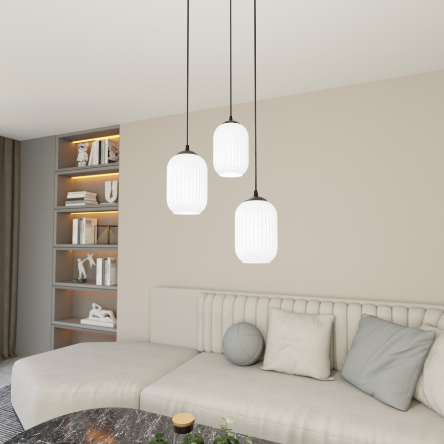 Chandelier on a string VERDI 3xE27/15W/230V d. 30 cm black/white