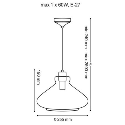 Chandelier on a string VETRO 1xE27/60W/230V