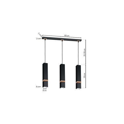 Chandelier on a string VIDAR 3xGU10/25W/230V