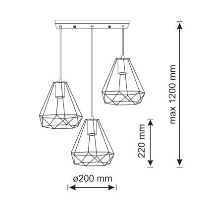 Chandelier on a string VIGO 3xE27/20W/230V