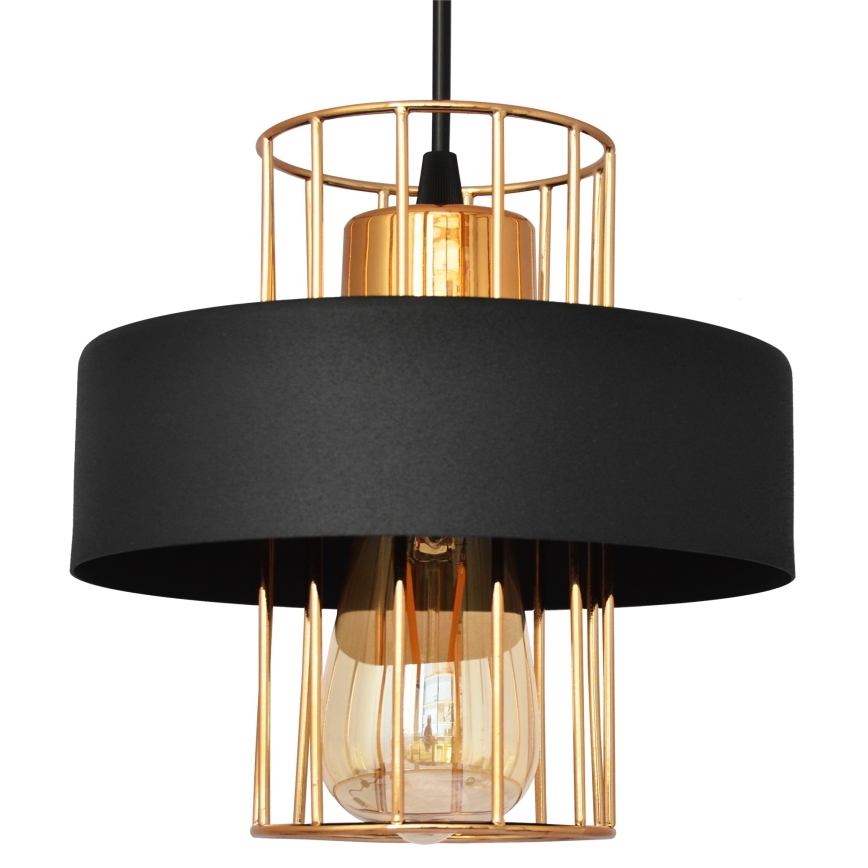 Chandelier on a string VOLTA 1xE27/15W/230V black/golden