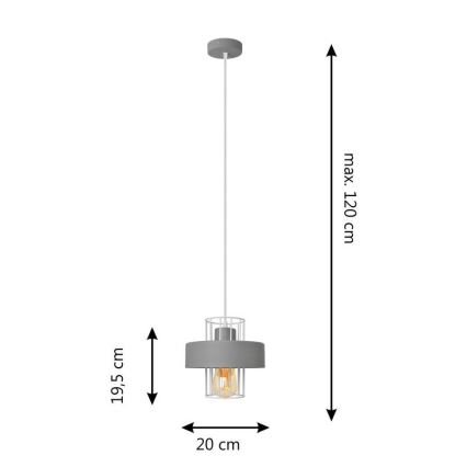 Chandelier on a string VOLTA 1xE27/15W/230V grey