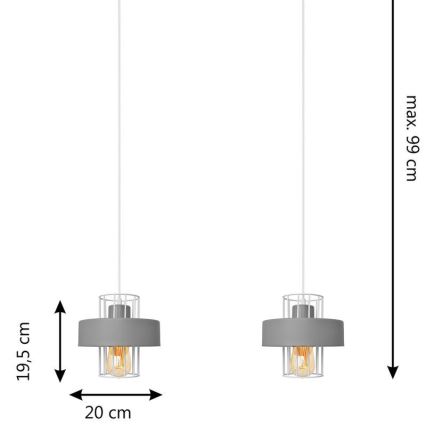 Chandelier on a string VOLTA 2xE27/15W/230V grey