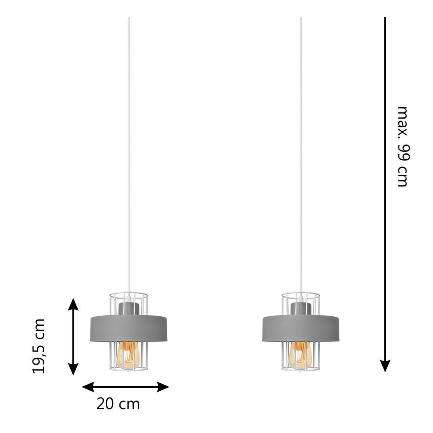 Chandelier on a string VOLTA 2xE27/15W/230V grey