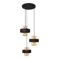 Chandelier on a string VOLTA 3xE27/15W/230V black/gold