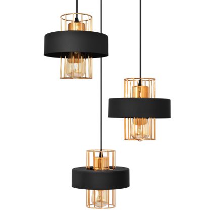 Chandelier on a string VOLTA 3xE27/15W/230V black/gold