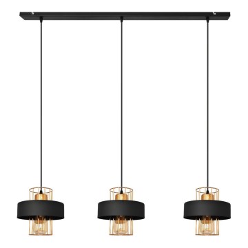 Chandelier on a string VOLTA 3xE27/15W/230V black/golden