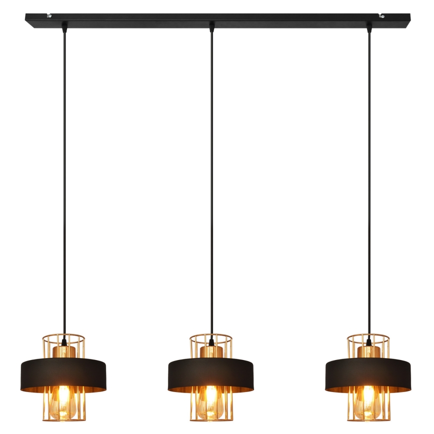 Chandelier on a string VOLTA 3xE27/15W/230V black/golden