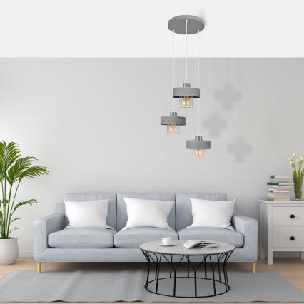Chandelier on a string VOLTA 3xE27/15W/230V d. 42 cm grey