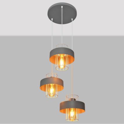 Chandelier on a string VOLTA 3xE27/15W/230V d. 42 cm grey