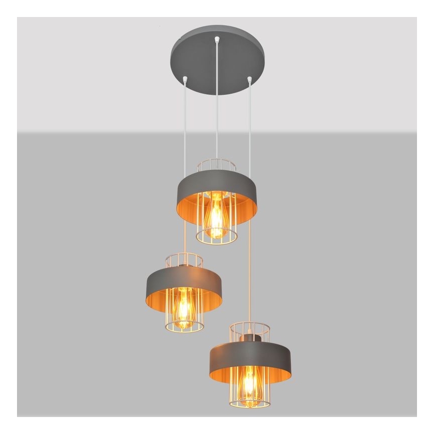 Chandelier on a string VOLTA 3xE27/15W/230V d. 42 cm grey