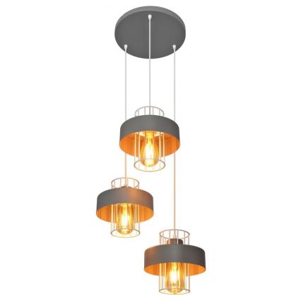 Chandelier on a string VOLTA 3xE27/15W/230V d. 42 cm grey