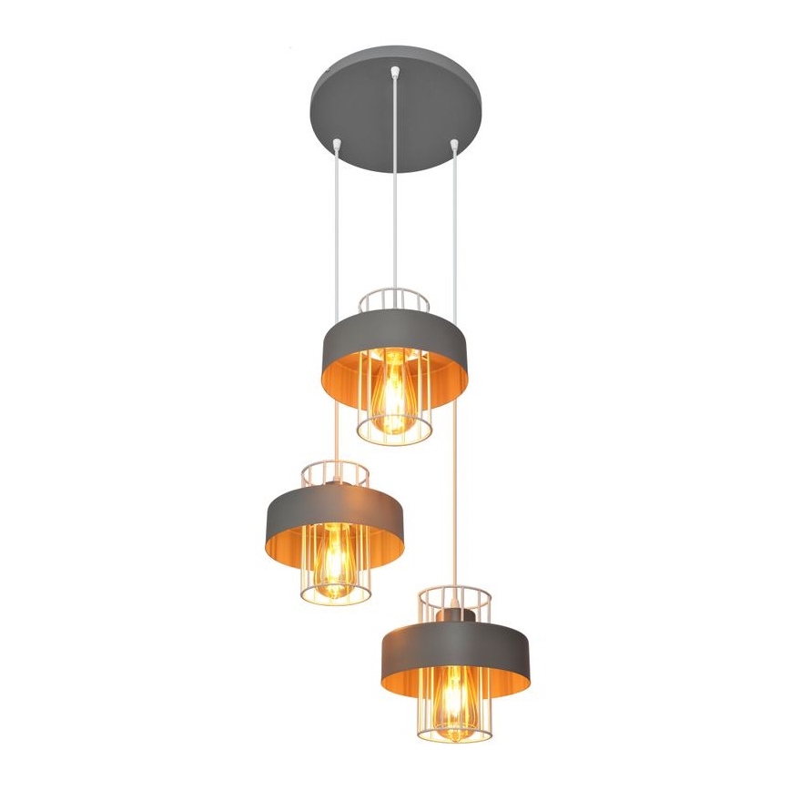 Chandelier on a string VOLTA 3xE27/15W/230V d. 42 cm grey