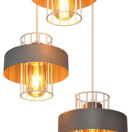 Chandelier on a string VOLTA 3xE27/15W/230V d. 42 cm grey