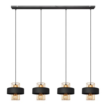 Chandelier on a string VOLTA 4xE27/15W/230V black/golden