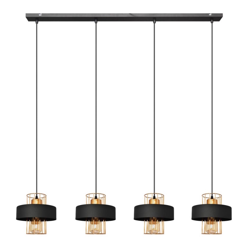 Chandelier on a string VOLTA 4xE27/15W/230V black/golden