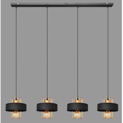 Chandelier on a string VOLTA 4xE27/15W/230V black/golden