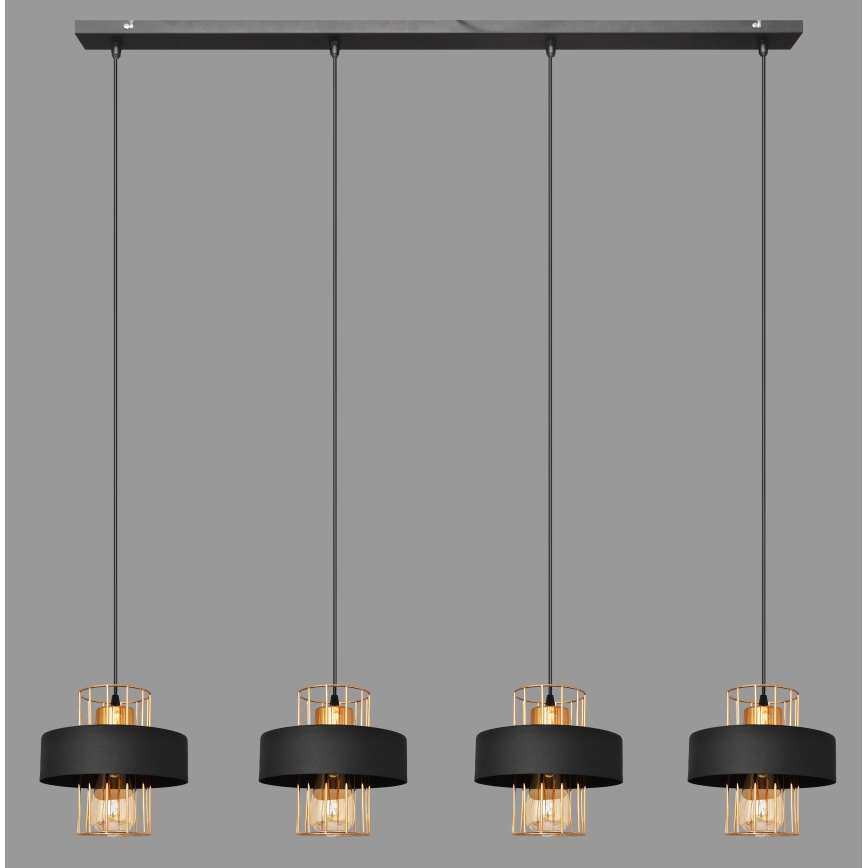 Chandelier on a string VOLTA 4xE27/15W/230V black/golden