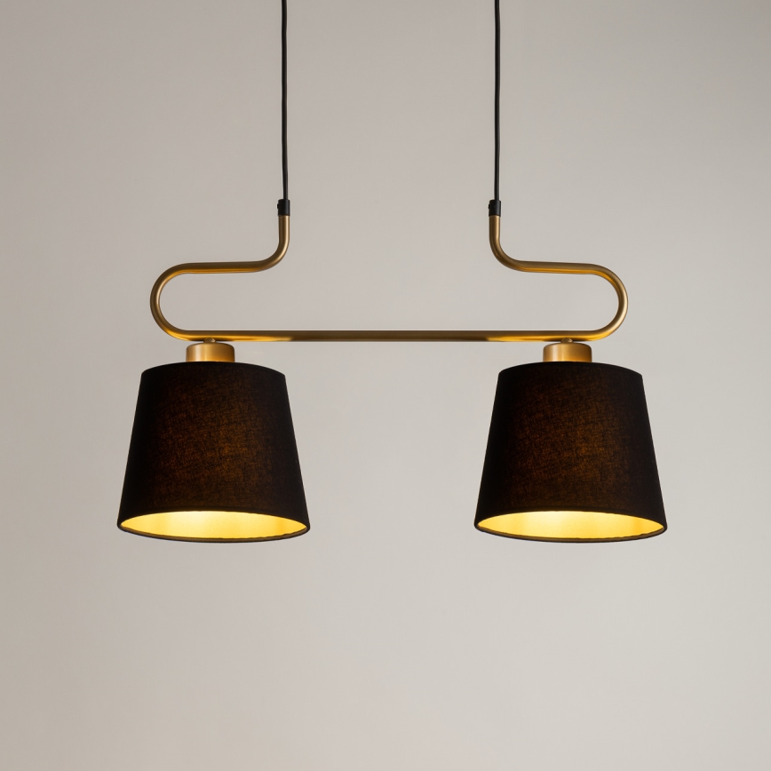 Chandelier on a string VOLUTTO 2xE27/60W/230V black/copper