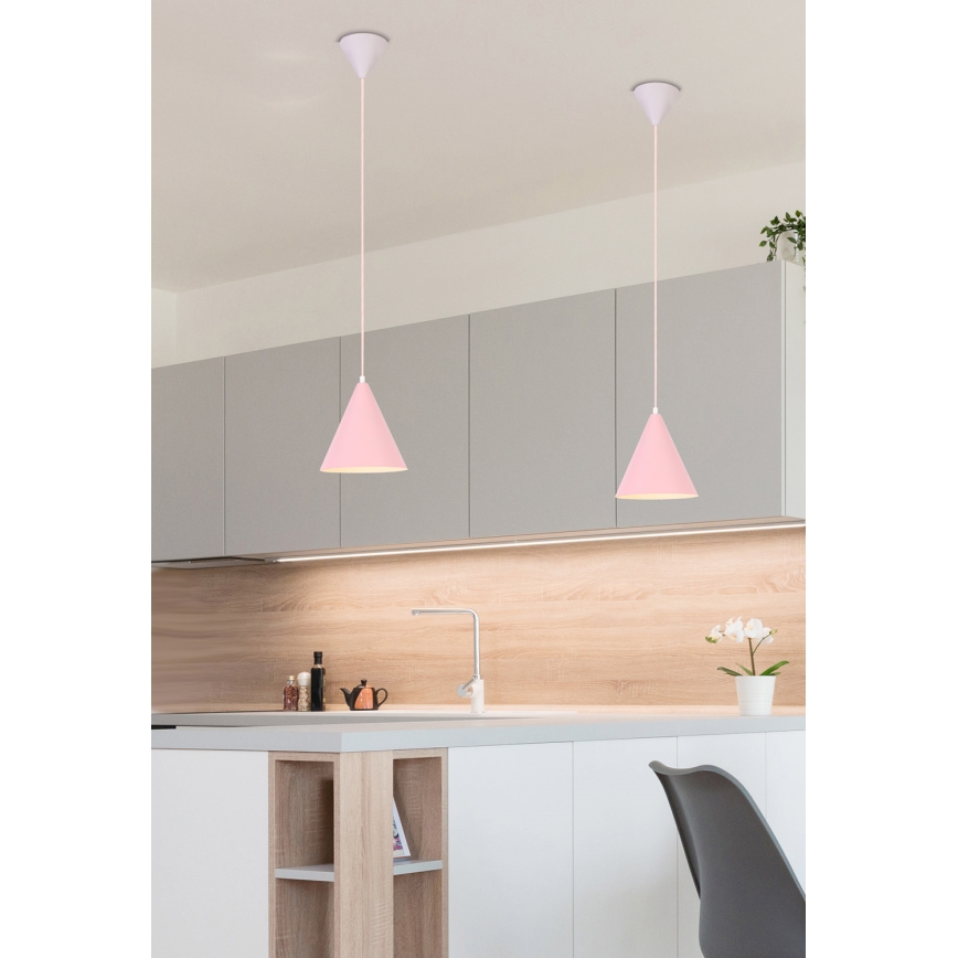 Chandelier on a string VOSS 1xE27/40W/230V pink/white